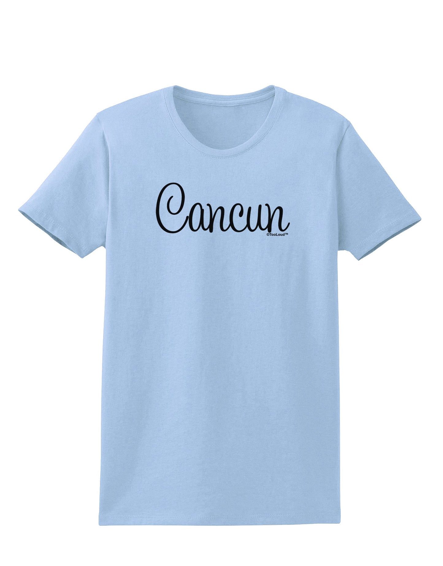 Cancun Mexico - Script Text Womens T-Shirt-Womens T-Shirt-TooLoud-Light-Blue-X-Small-Davson Sales