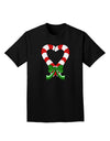 Candy Cane Heart Christmas Adult Dark T-Shirt-Mens T-Shirt-TooLoud-Black-Small-Davson Sales