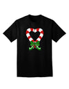 Candy Cane Heart Christmas Adult Dark V-Neck T-Shirt-TooLoud-Black-Small-Davson Sales