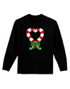 Candy Cane Heart Christmas Adult Long Sleeve Dark T-Shirt-TooLoud-Black-Small-Davson Sales