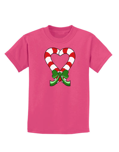 Candy Cane Heart Christmas Childrens Dark T-Shirt-Childrens T-Shirt-TooLoud-Sangria-X-Small-Davson Sales