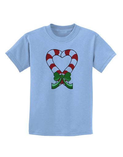 Candy Cane Heart Christmas Childrens T-Shirt-Childrens T-Shirt-TooLoud-Light-Blue-X-Small-Davson Sales