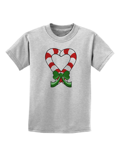 Candy Cane Heart Christmas Childrens T-Shirt-Childrens T-Shirt-TooLoud-AshGray-X-Small-Davson Sales