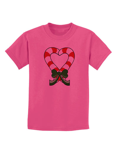 Candy Cane Heart Christmas Childrens T-Shirt-Childrens T-Shirt-TooLoud-Sangria-X-Small-Davson Sales