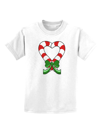 Candy Cane Heart Christmas Childrens T-Shirt-Childrens T-Shirt-TooLoud-White-X-Small-Davson Sales