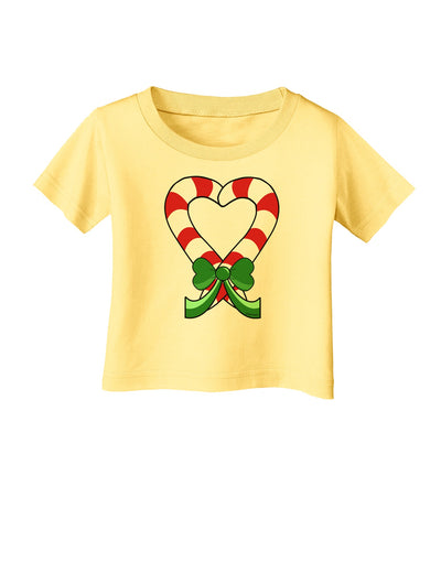 Candy Cane Heart Christmas Infant T-Shirt-Infant T-Shirt-TooLoud-Daffodil-Yellow-06-Months-Davson Sales