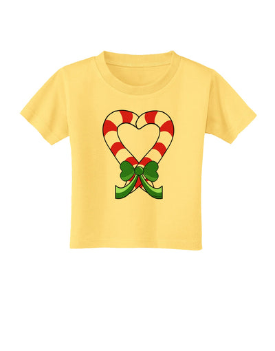 Candy Cane Heart Christmas Toddler T-Shirt-Toddler T-Shirt-TooLoud-Daffodil-Yellow-2T-Davson Sales