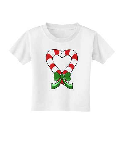 Candy Cane Heart Christmas Toddler T-Shirt-Toddler T-Shirt-TooLoud-White-2T-Davson Sales