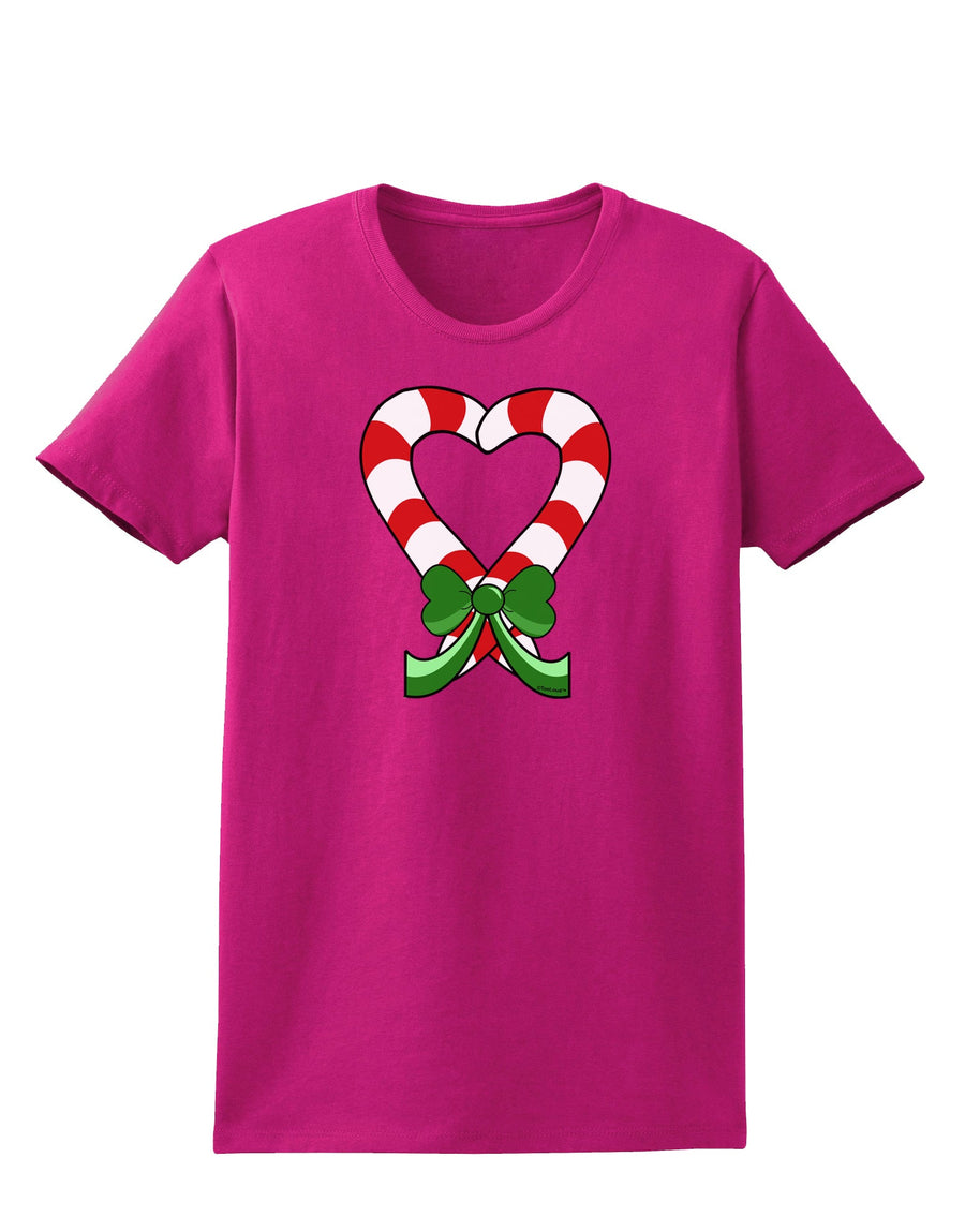 Candy Cane Heart Christmas Womens Dark T-Shirt-TooLoud-Black-X-Small-Davson Sales