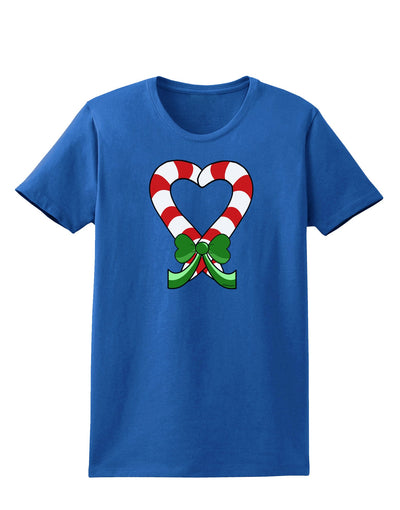 Candy Cane Heart Christmas Womens Dark T-Shirt-TooLoud-Royal-Blue-X-Small-Davson Sales