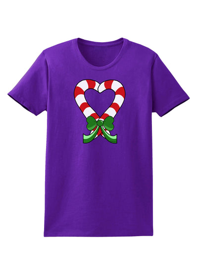 Candy Cane Heart Christmas Womens Dark T-Shirt-TooLoud-Purple-X-Small-Davson Sales