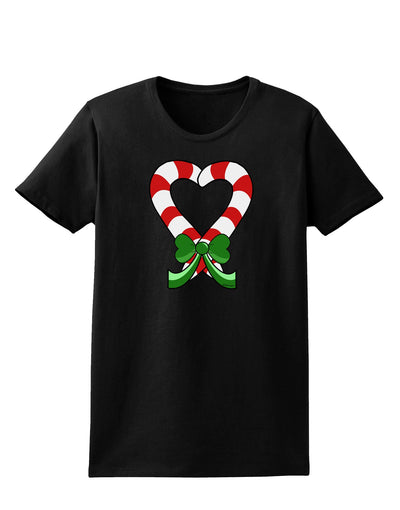 Candy Cane Heart Christmas Womens Dark T-Shirt-TooLoud-Black-X-Small-Davson Sales