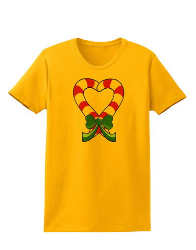 Candy Cane Heart Christmas Womens T-Shirt-Womens T-Shirt-TooLoud-Gold-X-Small-Davson Sales