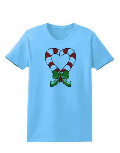 Candy Cane Heart Christmas Womens T-Shirt-Womens T-Shirt-TooLoud-Aquatic-Blue-X-Small-Davson Sales