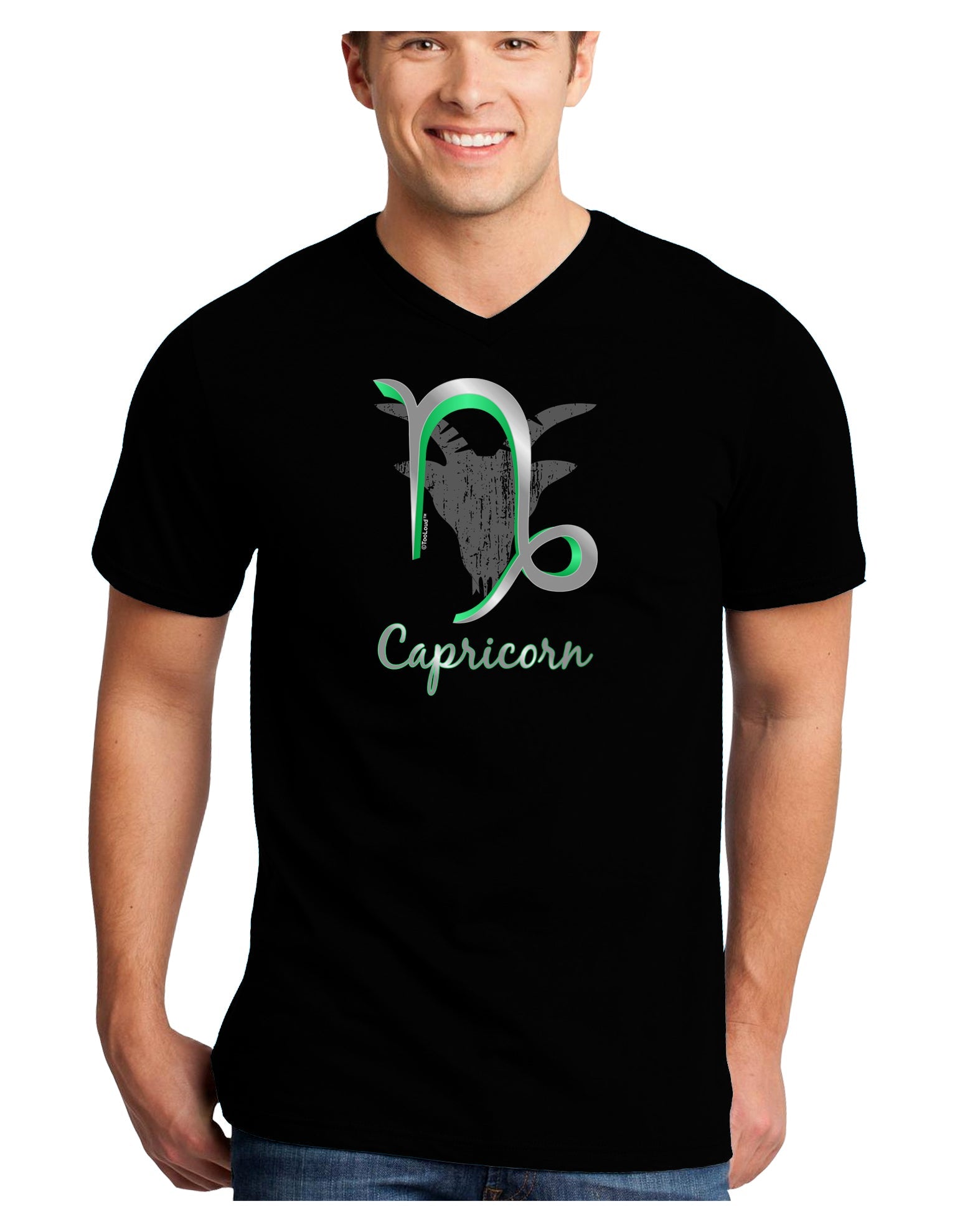 Capricorn Symbol Adult Dark V-Neck T-Shirt-TooLoud-Black-Small-Davson Sales