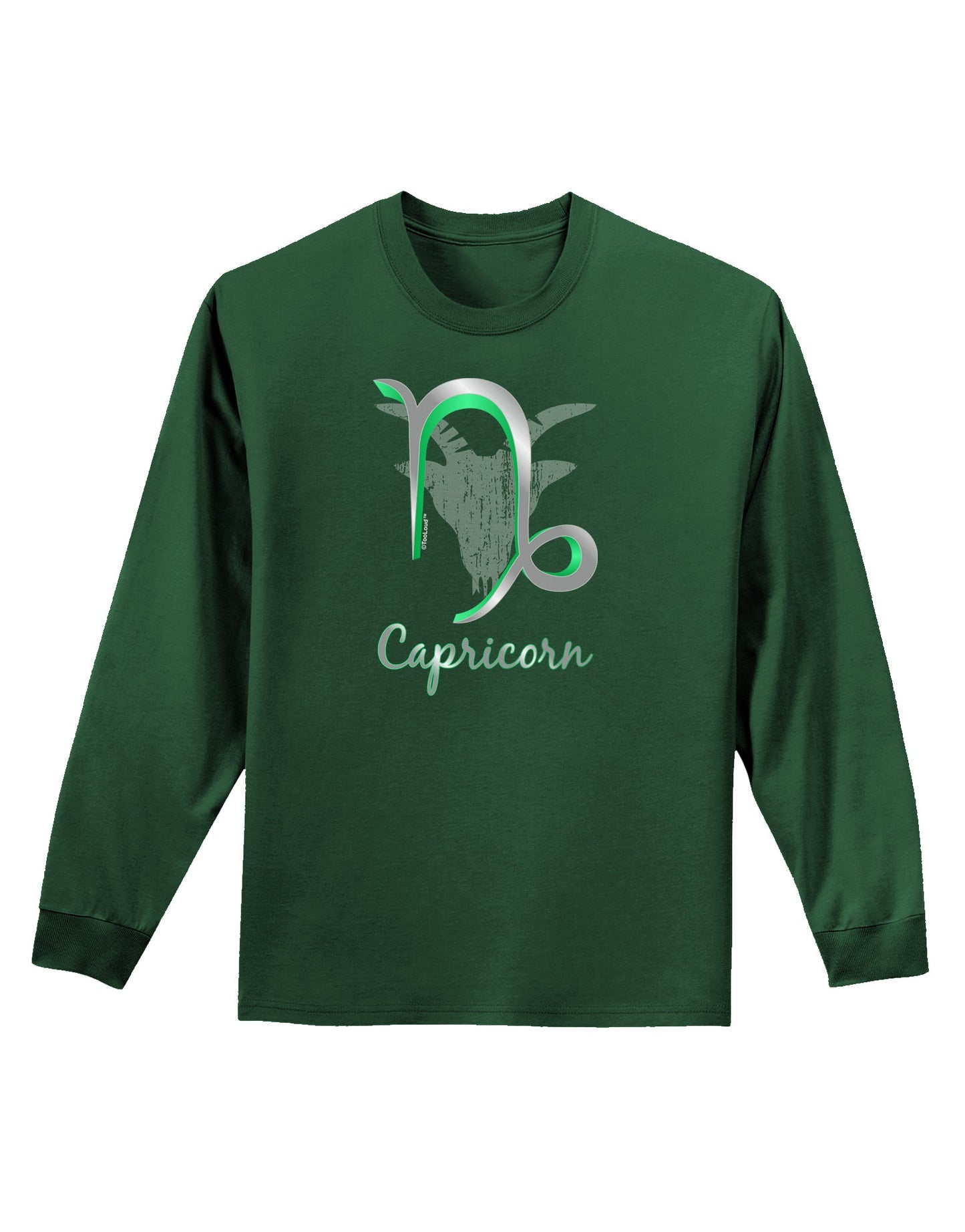 Capricorn Symbol Adult Long Sleeve Dark T-Shirt-TooLoud-Dark-Green-Small-Davson Sales