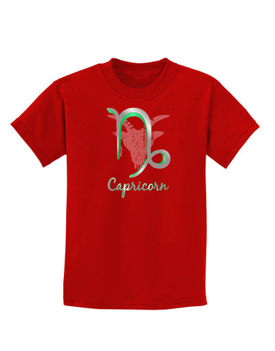 Capricorn Symbol Childrens Dark T-Shirt-Childrens T-Shirt-TooLoud-Red-X-Small-Davson Sales