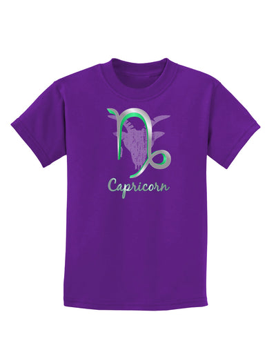 Capricorn Symbol Childrens Dark T-Shirt-Childrens T-Shirt-TooLoud-Purple-X-Small-Davson Sales