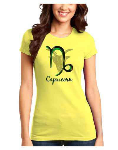 Capricorn Symbol Juniors Petite T-Shirt-T-Shirts Juniors Tops-TooLoud-Yellow-Juniors Fitted X-Small-Davson Sales