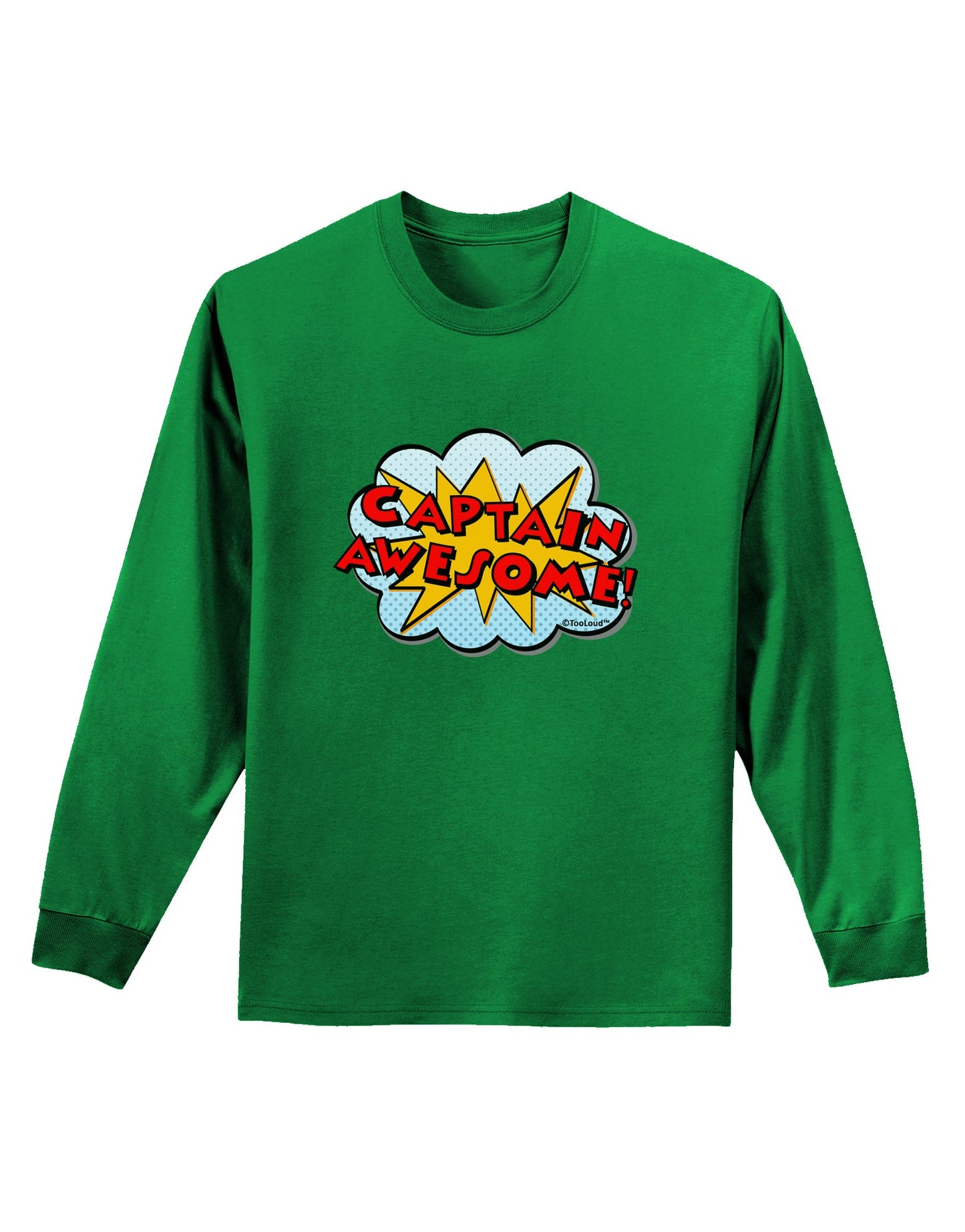 Captain Awesome - Superhero Style Adult Long Sleeve Dark T-Shirt by TooLoud-TooLoud-Kelly-Green-Small-Davson Sales