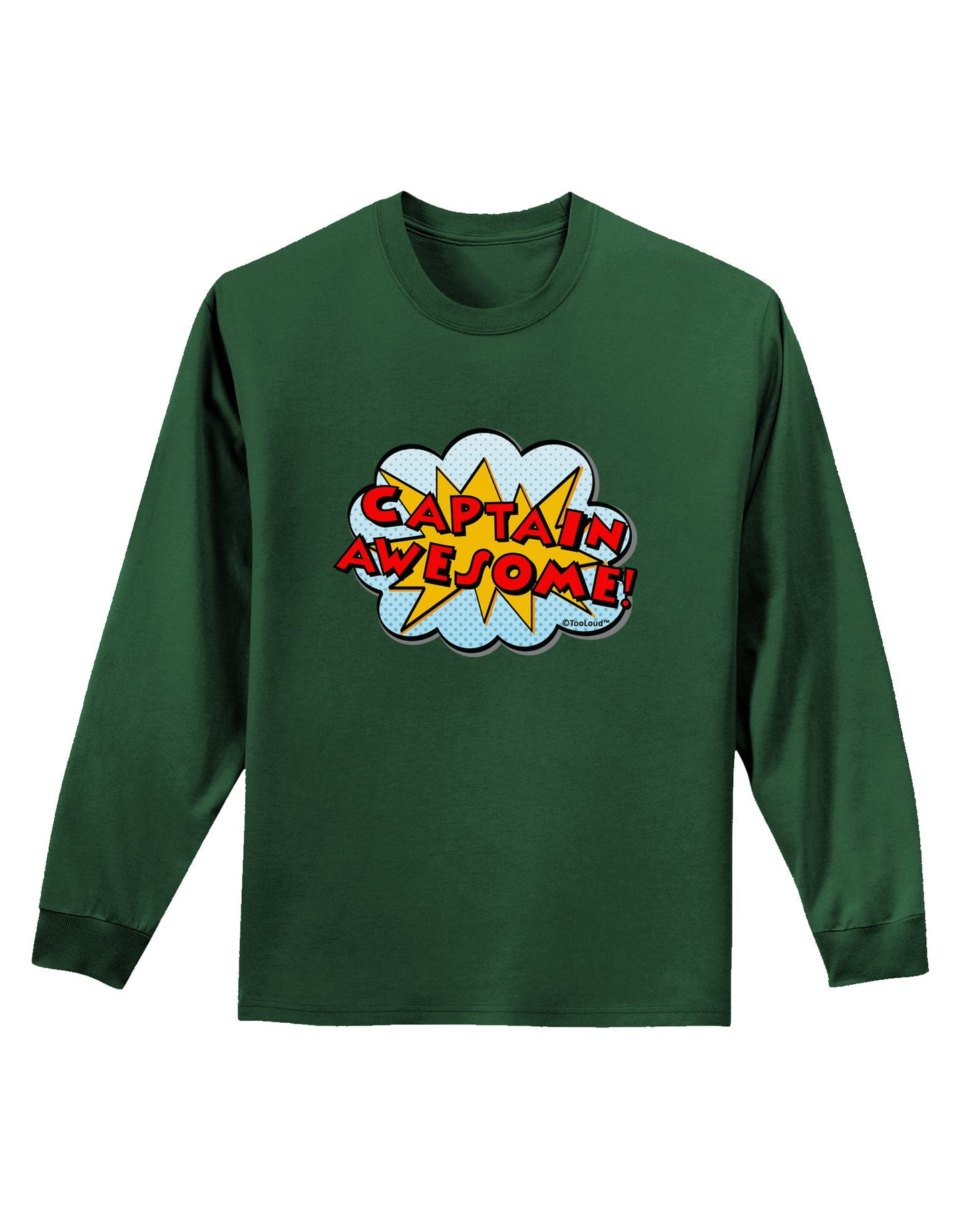 Captain Awesome - Superhero Style Adult Long Sleeve Dark T-Shirt by TooLoud-TooLoud-Dark-Green-Small-Davson Sales