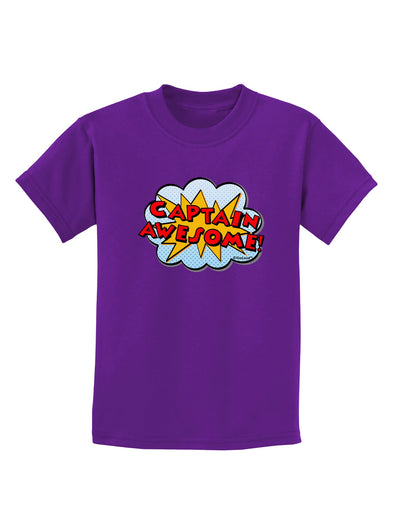 Captain Awesome - Superhero Style Childrens Dark T-Shirt by TooLoud-Childrens T-Shirt-TooLoud-Purple-X-Small-Davson Sales