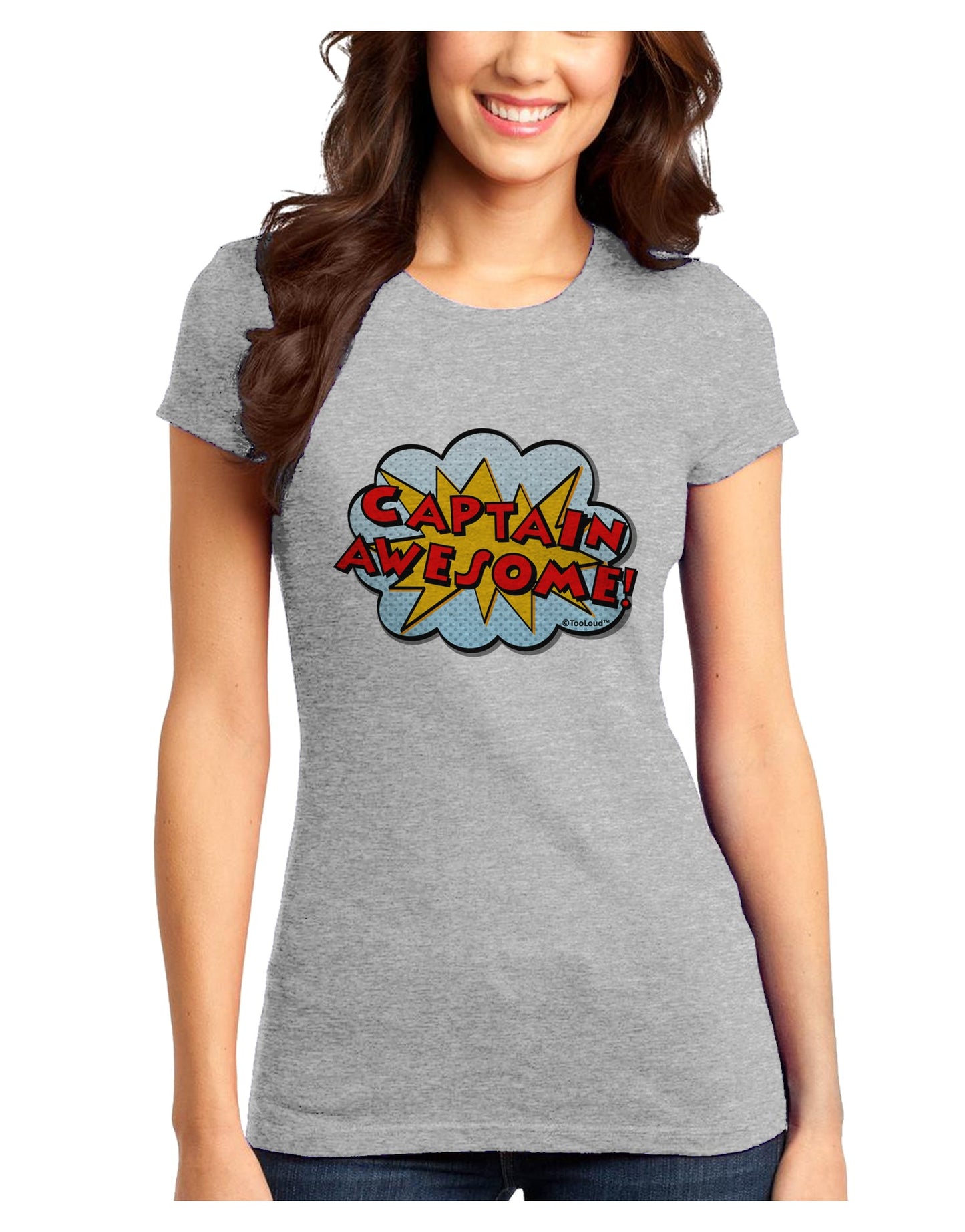 Captain Awesome - Superhero Style Juniors T-Shirt by TooLoud-Womens Juniors T-Shirt-TooLoud-Ash-Gray-Juniors Fitted X-Small-Davson Sales