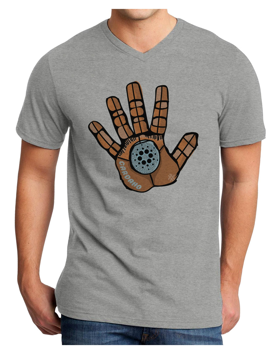 Cardano Hero Hand Adult V-Neck T-shirt-Mens T-Shirt-TooLoud-White-Small-Davson Sales