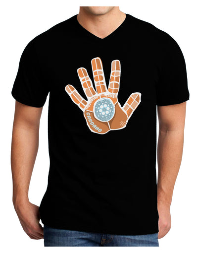 Cardano Hero Hand Adult V-Neck T-shirt-Mens T-Shirt-TooLoud-Black-Small-Davson Sales
