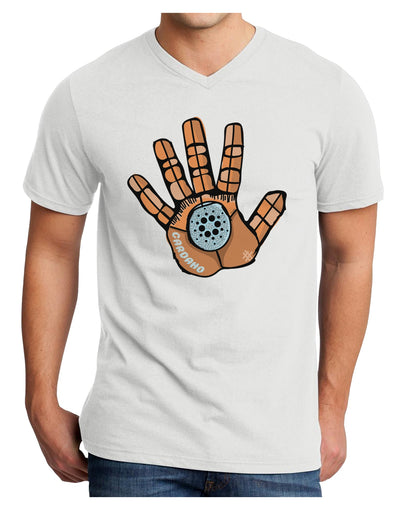 Cardano Hero Hand Adult V-Neck T-shirt-Mens T-Shirt-TooLoud-White-Small-Davson Sales