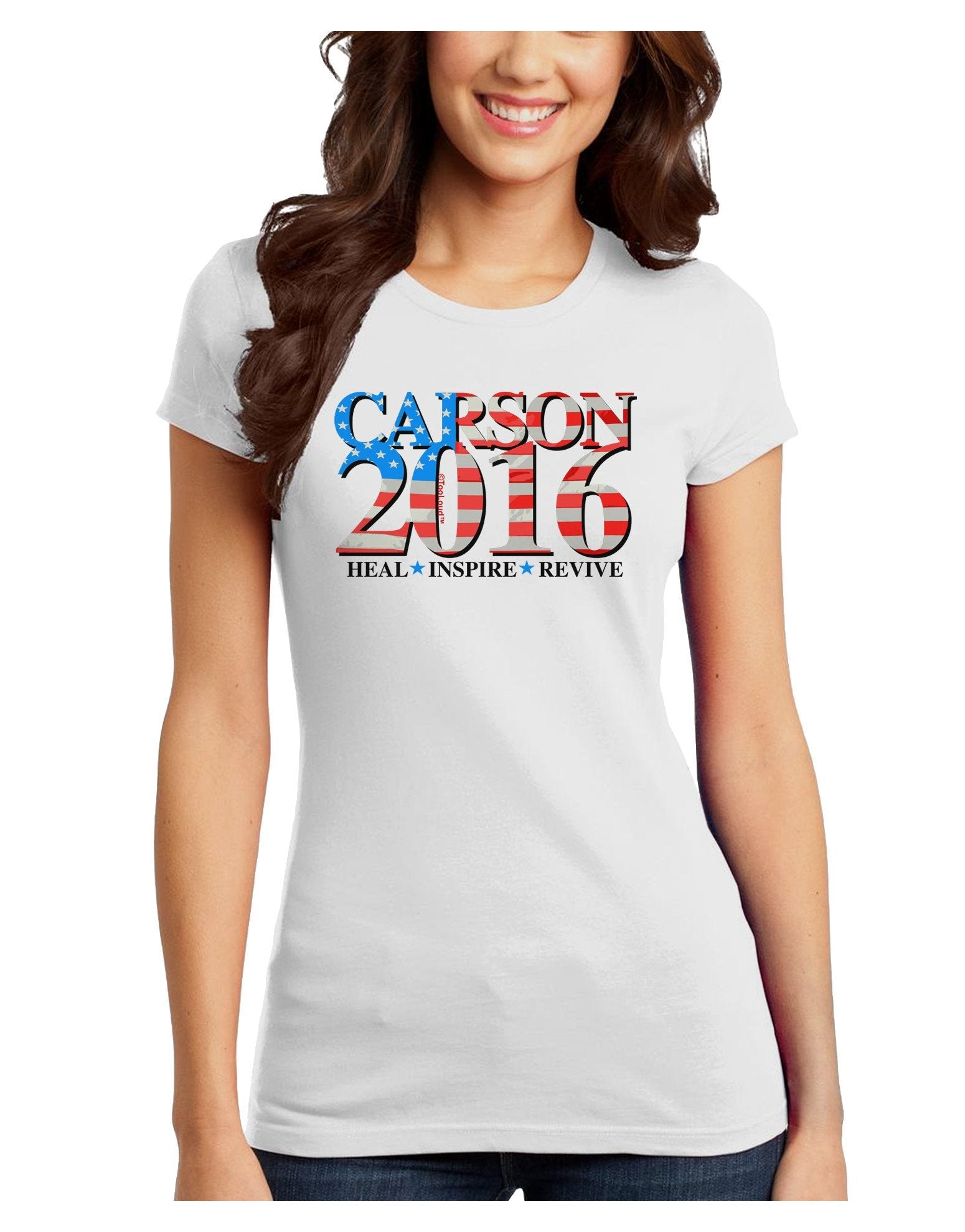 Carson Flag Slogan Juniors T-Shirt-Womens Juniors T-Shirt-TooLoud-White-Juniors Fitted XXXX-Large-Davson Sales