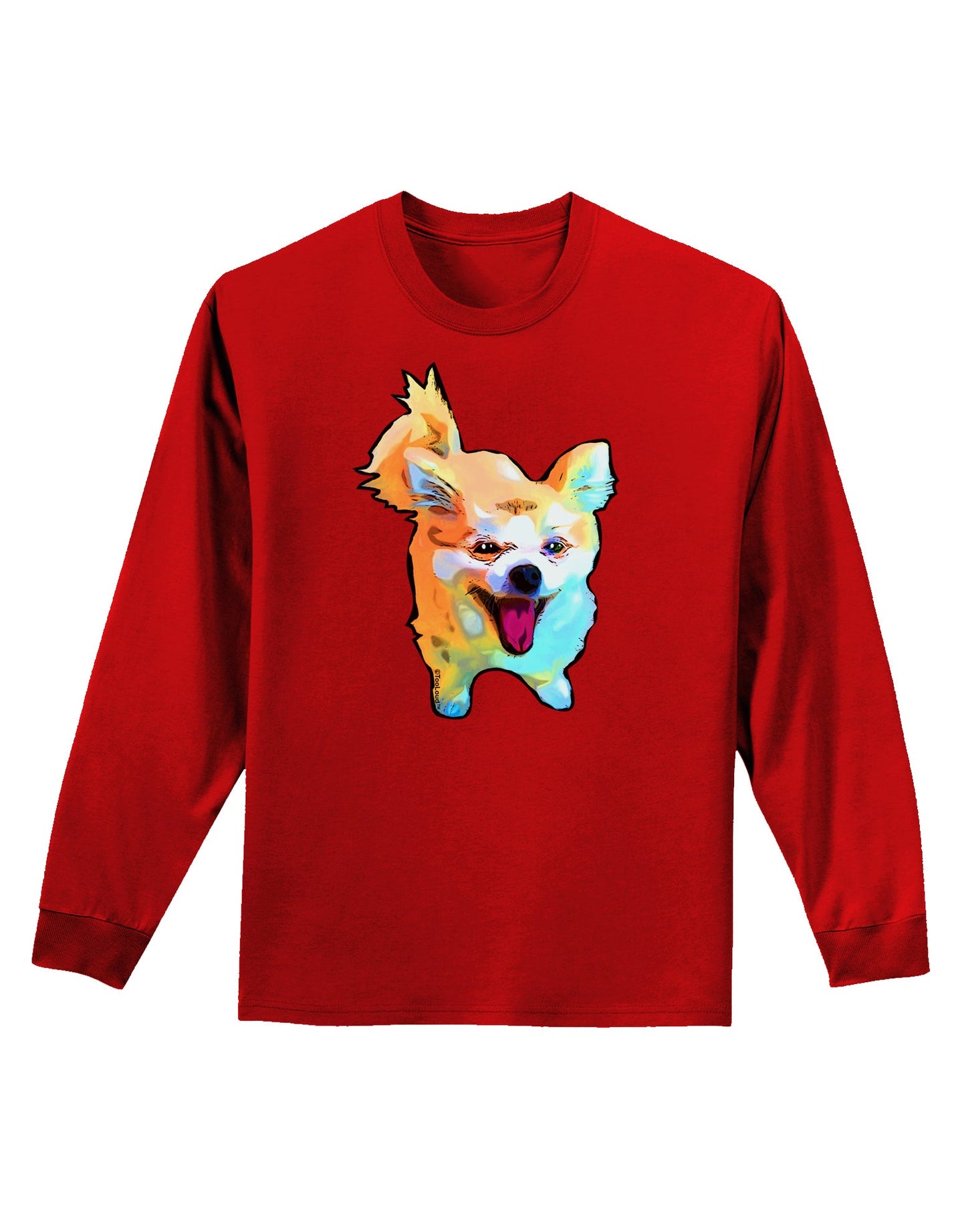 Cartoon Pomeranian Adult Long Sleeve Dark T-Shirt-TooLoud-Red-Small-Davson Sales