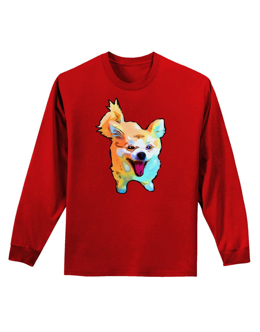 Cartoon Pomeranian Adult Long Sleeve Dark T-Shirt-TooLoud-Black-Small-Davson Sales