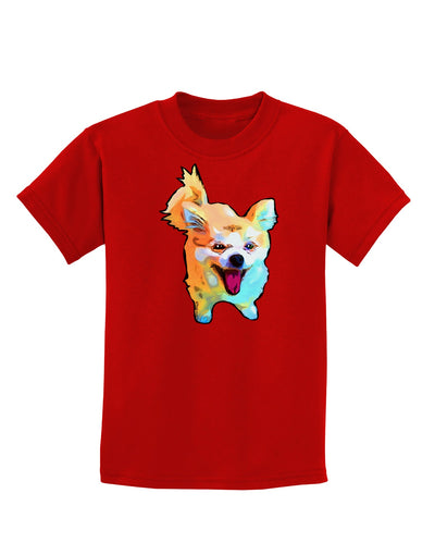 Cartoon Pomeranian Childrens Dark T-Shirt-Childrens T-Shirt-TooLoud-Red-X-Small-Davson Sales