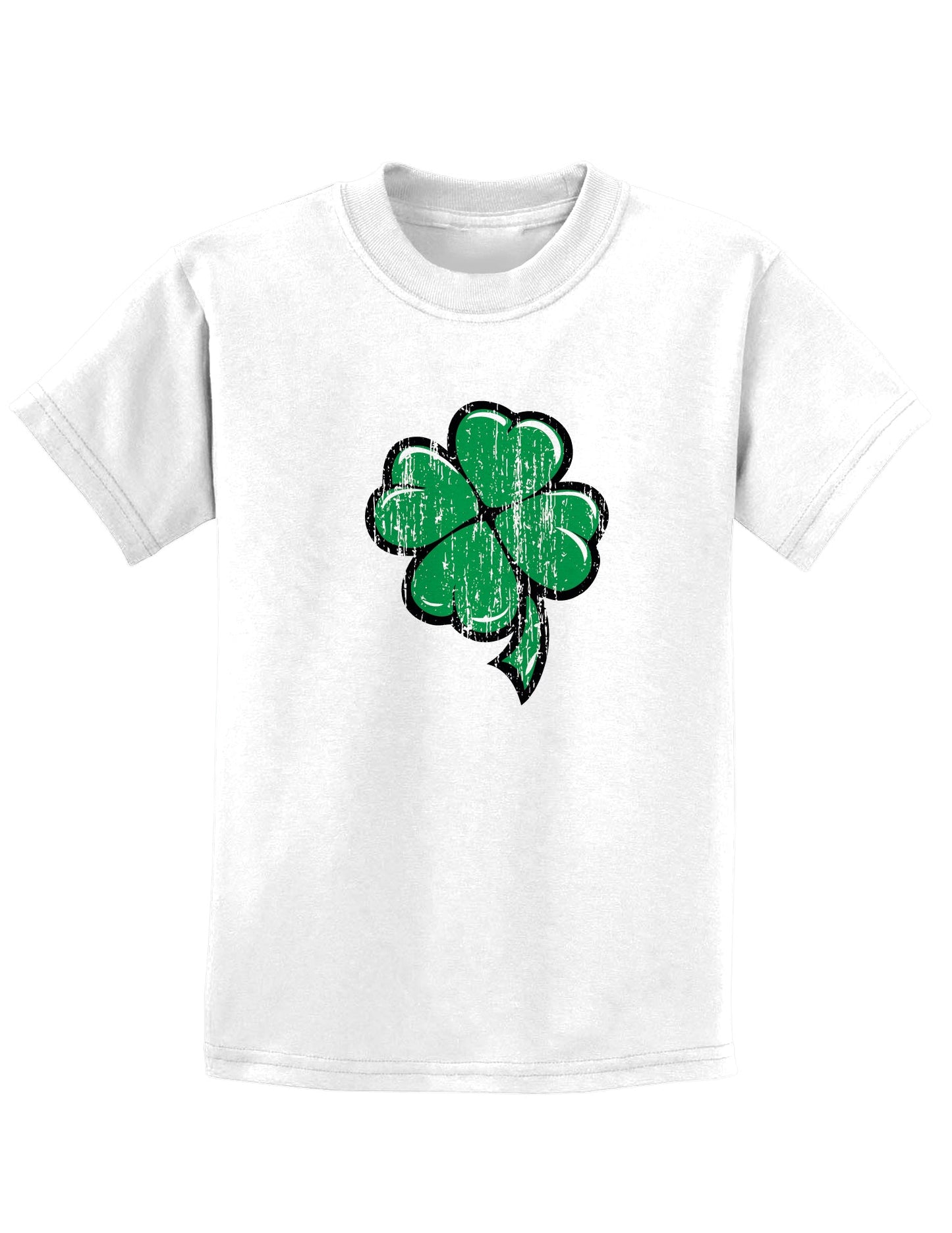 Cartoon Shamrock Clover Childrens St Patrick's Day T-Shirt-TooLoud-White-Small-Davson Sales