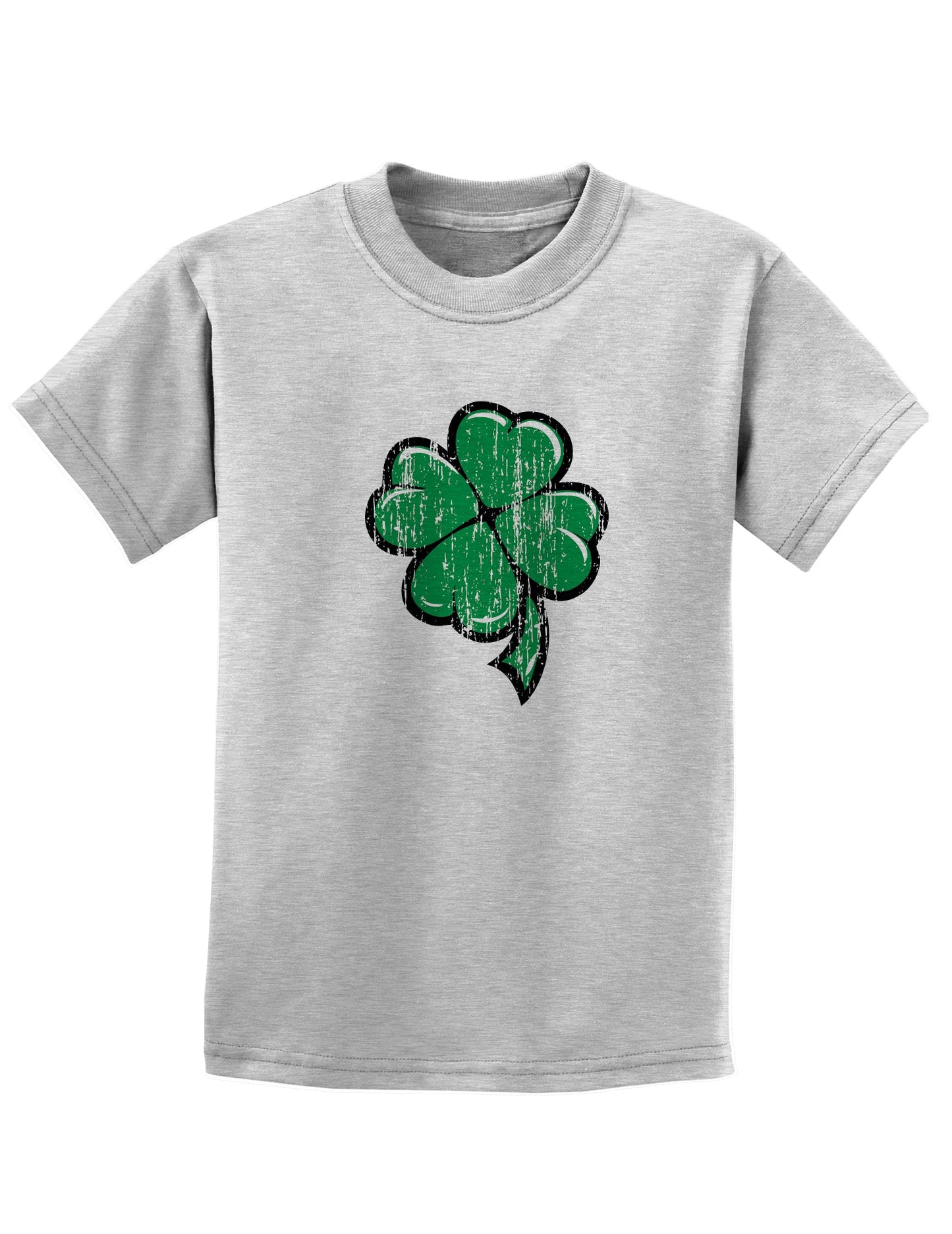 Cartoon Shamrock Clover Childrens St Patrick's Day T-Shirt-TooLoud-Ash Gray-Small-Davson Sales