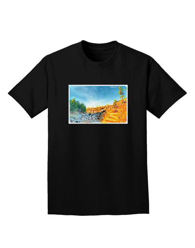 Castlewood Canyon Watercolor Adult Dark T-Shirt-Mens T-Shirt-TooLoud-Black-Small-Davson Sales