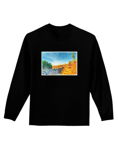 Castlewood Canyon Watercolor Adult Long Sleeve Dark T-Shirt-TooLoud-Black-Small-Davson Sales