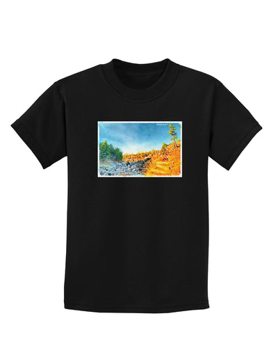 Castlewood Canyon Watercolor Childrens Dark T-Shirt-Childrens T-Shirt-TooLoud-Black-X-Small-Davson Sales