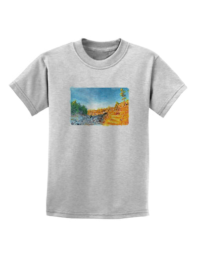 Castlewood Canyon Watercolor Childrens T-Shirt-Childrens T-Shirt-TooLoud-AshGray-X-Small-Davson Sales