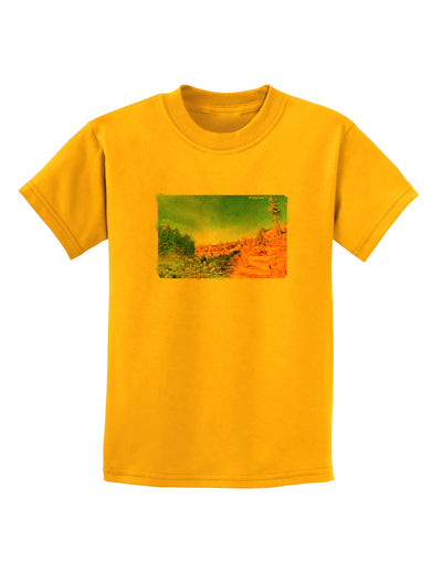 Castlewood Canyon Watercolor Childrens T-Shirt-Childrens T-Shirt-TooLoud-Gold-X-Small-Davson Sales