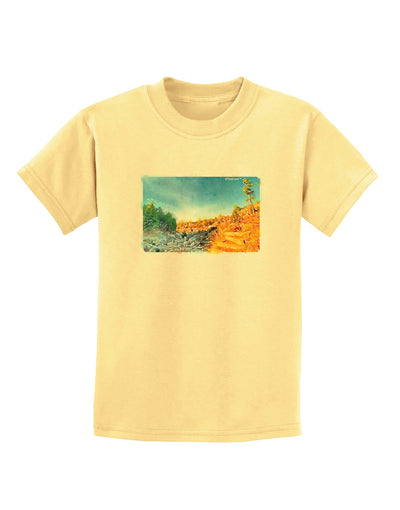 Castlewood Canyon Watercolor Childrens T-Shirt-Childrens T-Shirt-TooLoud-Daffodil-Yellow-X-Small-Davson Sales