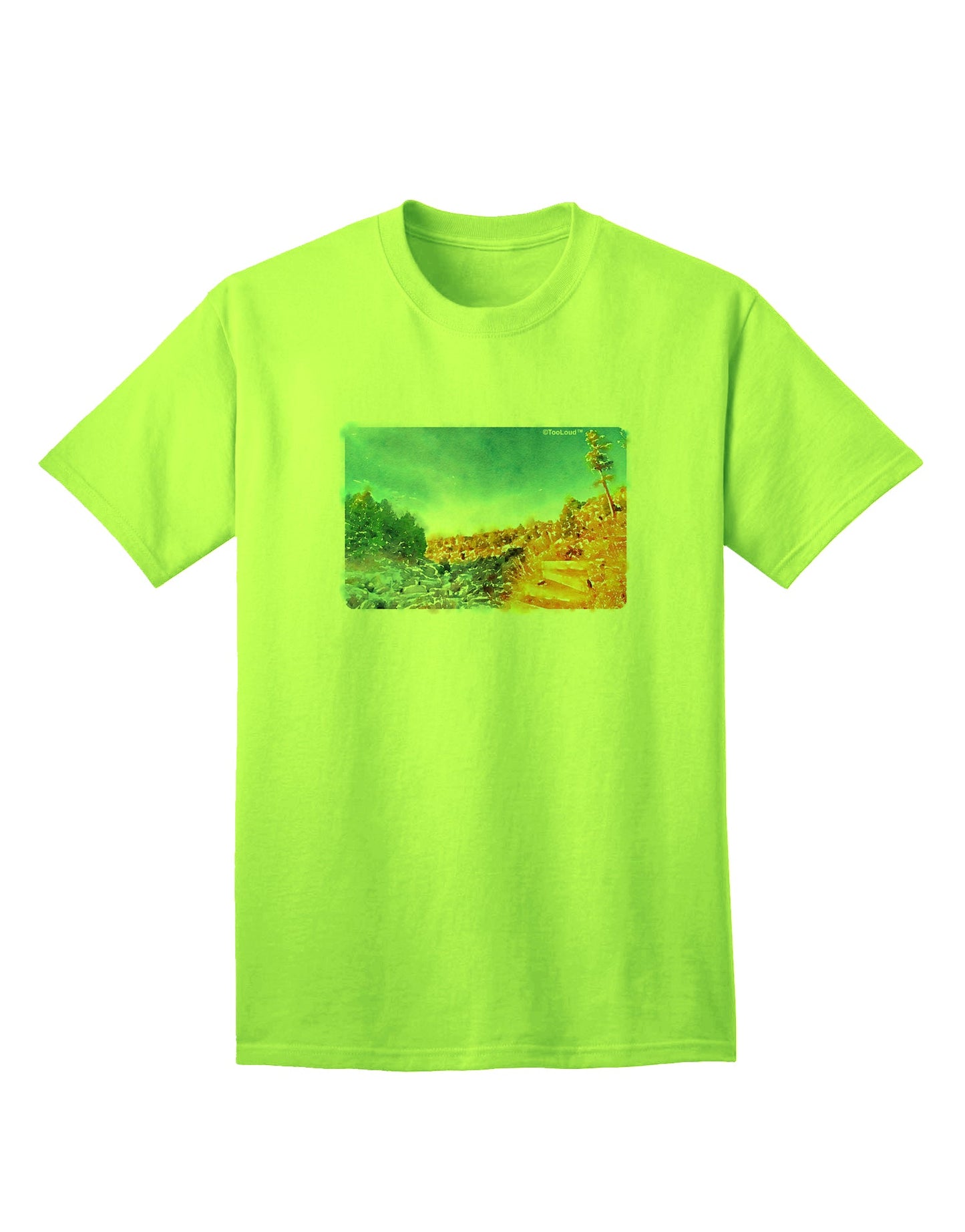 Castlewood Canyon Watercolor: Premium Adult T-Shirt for Artistic Expression-Mens T-shirts-TooLoud-Neon-Green-Small-Davson Sales