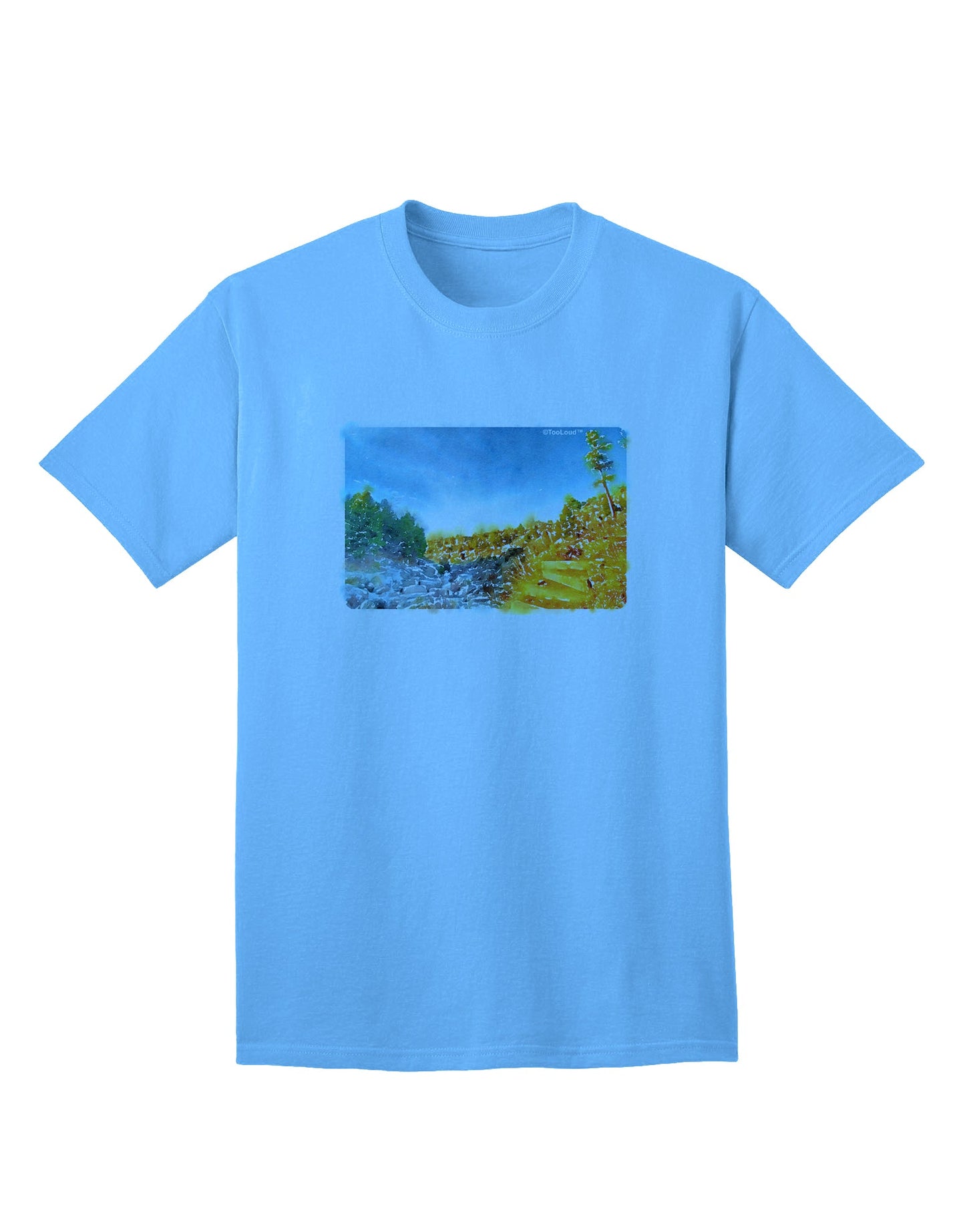 Castlewood Canyon Watercolor: Premium Adult T-Shirt for Artistic Expression-Mens T-shirts-TooLoud-Aquatic-Blue-Small-Davson Sales
