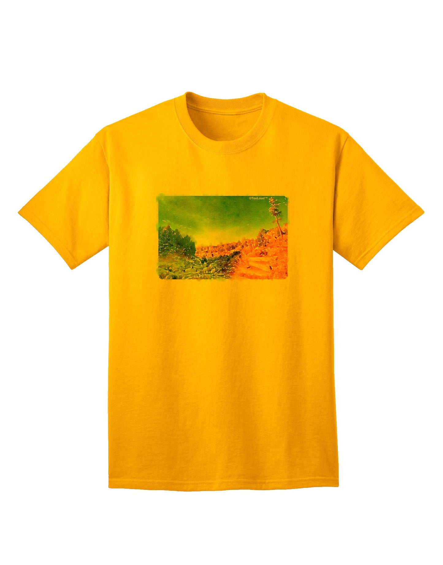 Castlewood Canyon Watercolor: Premium Adult T-Shirt for Artistic Expression-Mens T-shirts-TooLoud-Gold-Small-Davson Sales