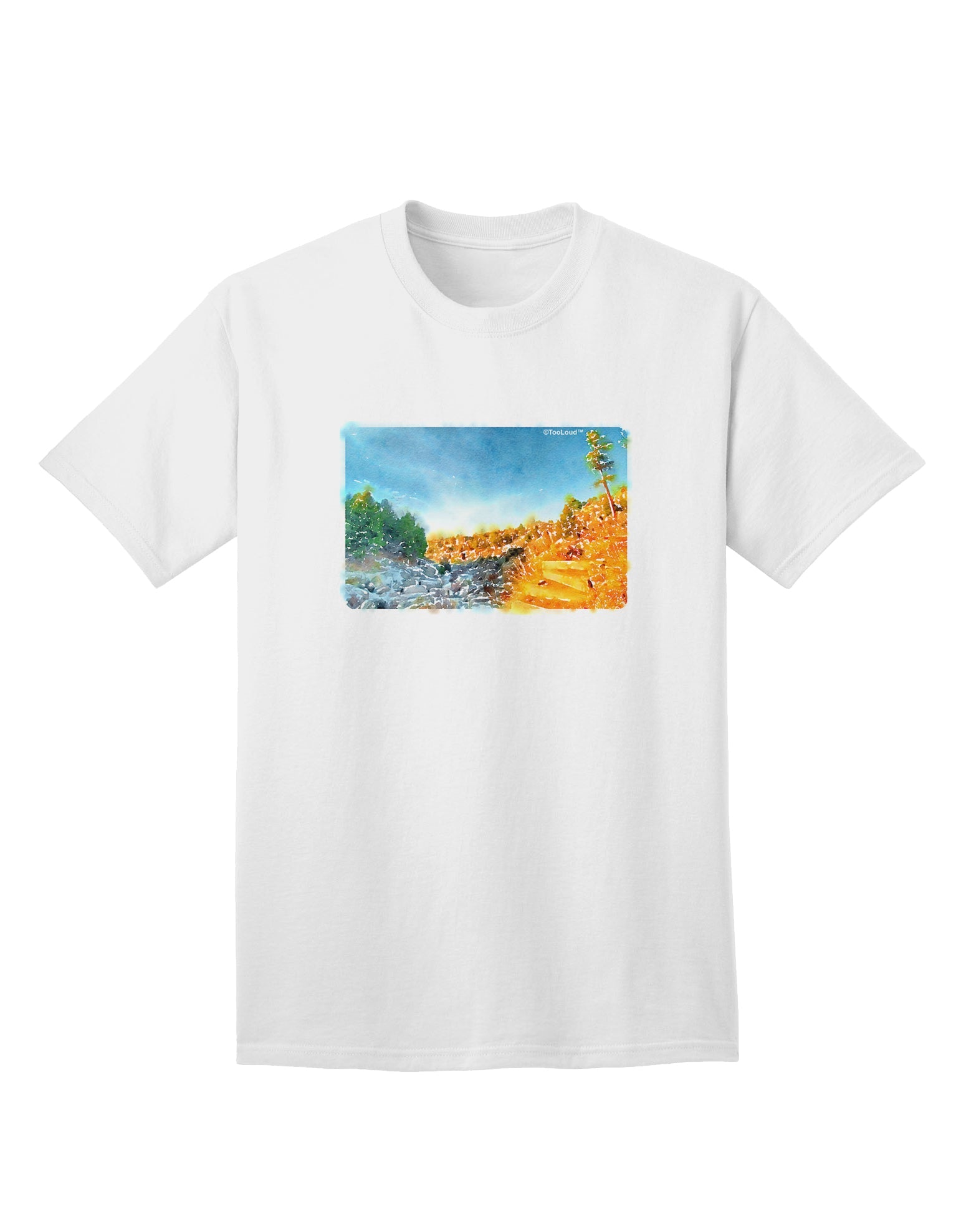 Castlewood Canyon Watercolor: Premium Adult T-Shirt for Artistic Expression-Mens T-shirts-TooLoud-White-Small-Davson Sales
