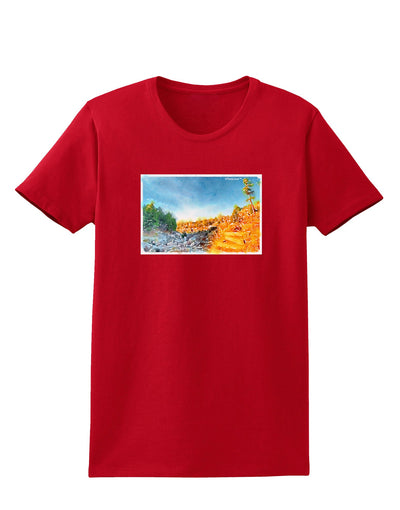 Castlewood Canyon Watercolor Womens Dark T-Shirt-TooLoud-Red-X-Small-Davson Sales