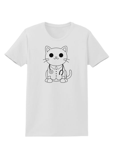 Cat Doctor Coloring Book Style Womens T-Shirt-Womens T-Shirt-TooLoud-White-X-Small-Davson Sales