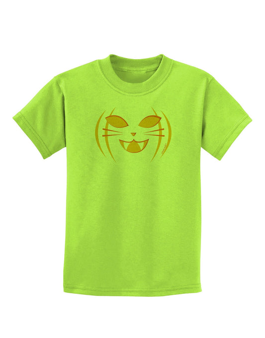 Cat-O-Lantern Childrens T-Shirt-Childrens T-Shirt-TooLoud-Lime-Green-X-Large-Davson Sales