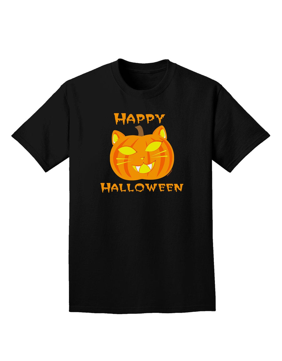 Cat-O-Lantern With Text Adult Dark T-Shirt-Mens T-Shirt-TooLoud-Black-XXXX-Large-Davson Sales